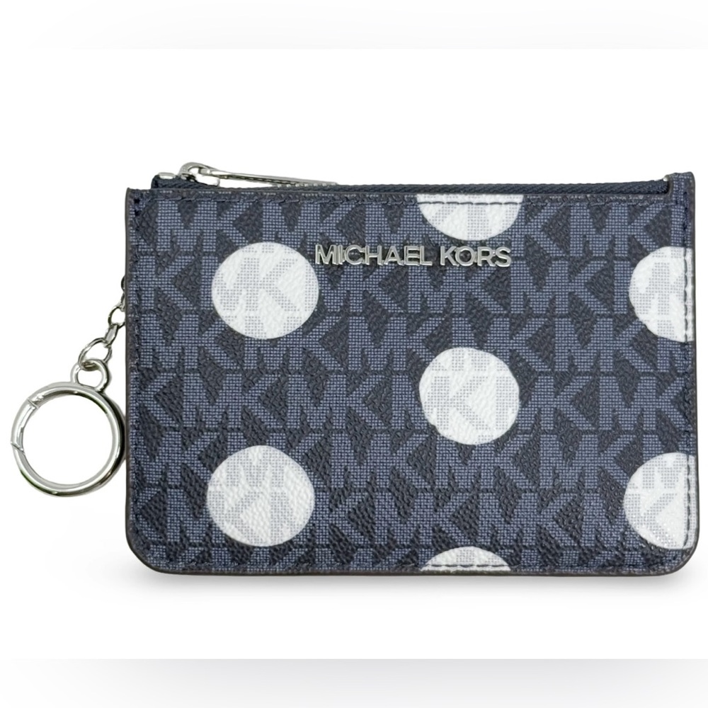 NWT MK Jet Set Blue and White Dot Wristlet